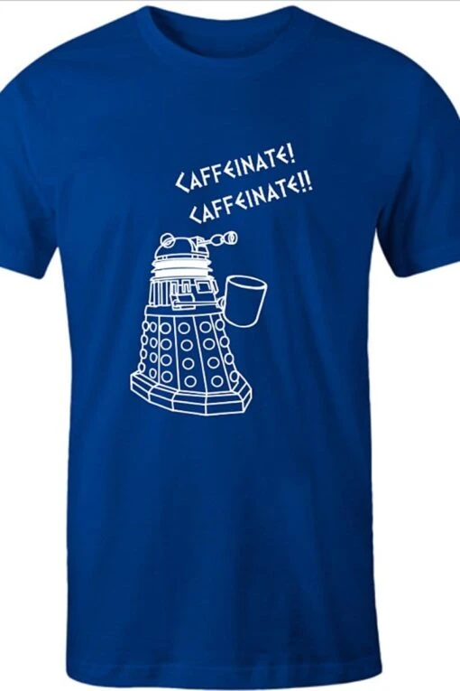 Blue Dalek Needs Caffeine Meme Tee - Image 2