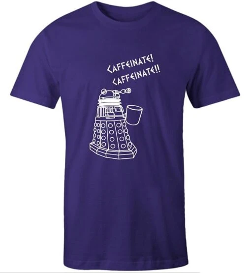 Purple Dalek Needs Caffeine Meme Tee - Image 3