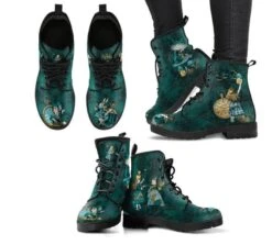 Alice In Wonderland Green, Vegan Women's Boots, FREE Shipping -Vintage Veil Clothing Store DGA1GREENALICEBOOTS2