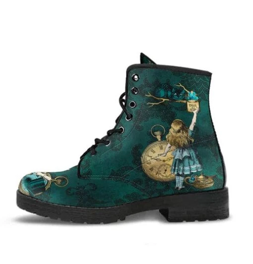 Alice In Wonderland Green, Vegan Women's Boots, FREE Shipping - Image 6
