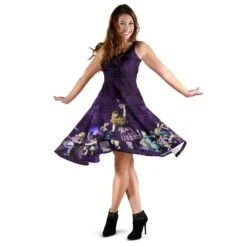Gothic Alice In Wonderland Dress, Purple -Vintage Veil Clothing Store DR2DARKALICEPURPLEANDTURQUOISEMIDLENGTHSKATERDRESS4