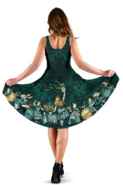 Alice In Wonderland Green Dress - Alice Dress With Pockets -Vintage Veil Clothing Store DR5GREENALICEINWONDERLANDDRESSback