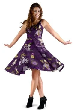 Alice In Wonderland Summer Dress - Purple Alice Dress With Pockets -Vintage Veil Clothing Store DRA5PURPLEALICEINWONDERLANDDRESS2