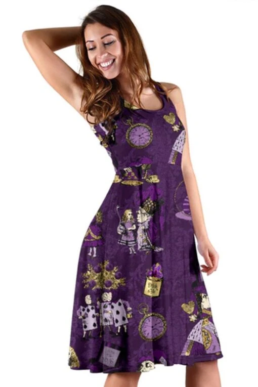 Alice In Wonderland Summer Dress - Purple Alice Dress With Pockets - Image 6