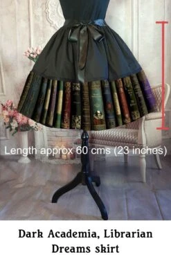Dark Academia Librarian Dreams Mid Length Skirt -Vintage Veil Clothing Store DarkAcademiaLibrarianDreamsskirt2