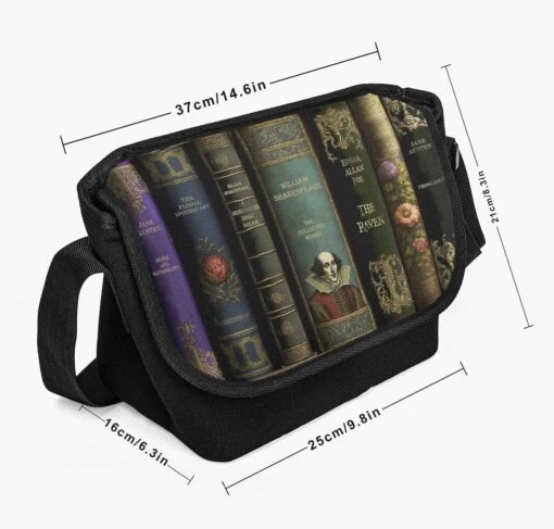 Dark Academia Classic Literature Messenger Bag - Image 2