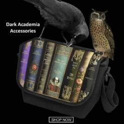 Dark Academia Classic Literature Messenger Bag -Vintage Veil Clothing Store DarkAcademiamessengerbag5