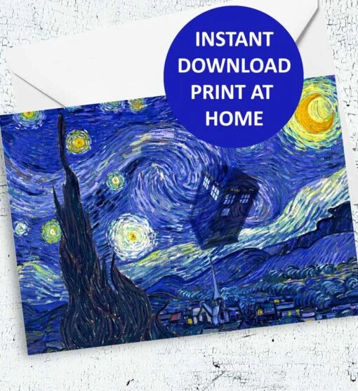 Van Gogh And The DOCTOR Card - Instant Download Printable Card - Image 3