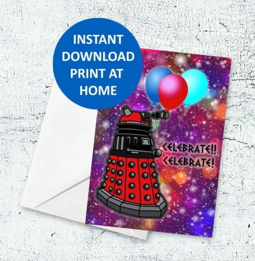Doctor Who Printable Birthday Card - Dalek Birthday Card - Instant Download Printable Card - Image 3