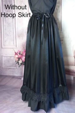 Full Length Black Satin Gothic Majestica Petticoat Skirt
