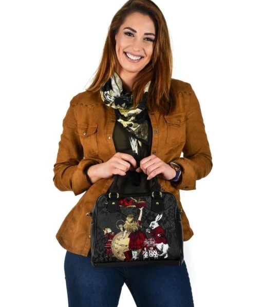 Alice In Wonderland Red & Gold Gothic Handbag - Image 7