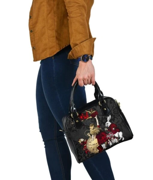 Alice In Wonderland Red & Gold Gothic Handbag - Image 6