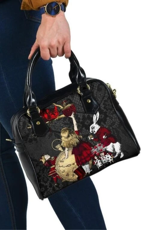 Alice In Wonderland Red & Gold Gothic Handbag - Image 2