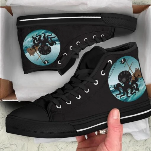 Happy Kraken, Women's Hi Tops, FREE Shipping - Image 6