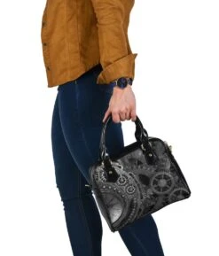 Grey Steampunk Handbag -Vintage Veil Clothing Store HB84SteampunkClockworkGearshandbaggrey6