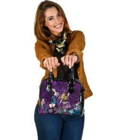 Alice In Wonderland Purple Damask Gothic Handbag -Vintage Veil Clothing Store HB94ALICEPURPLEDAMASK