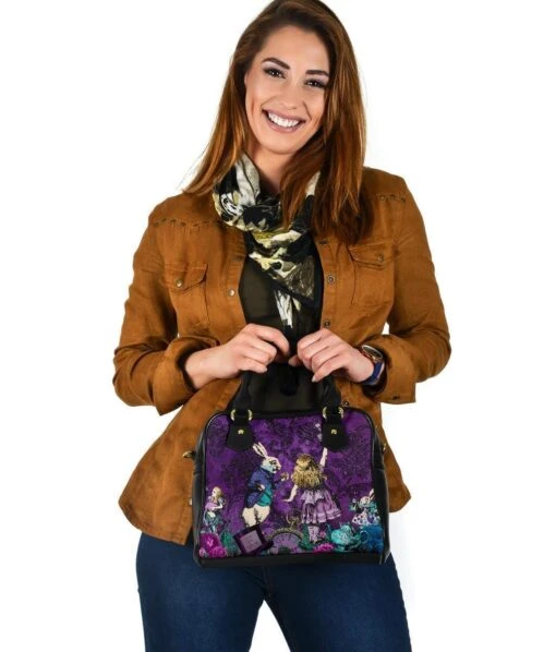 Alice In Wonderland Purple Damask Gothic Handbag - Image 2