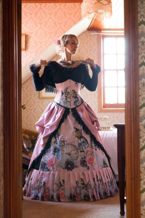Alice In Wonderland Pink & Black Victorian Corset Gown - Image 2