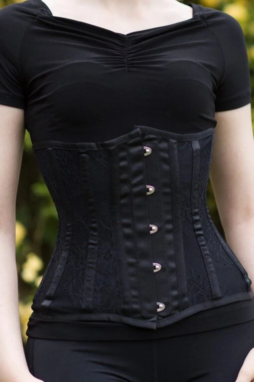 Lace & Satin Long Torso Under Bust Corset - Image 2