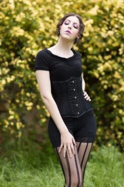 Lace & Satin Long Torso Under Bust Corset -Vintage Veil Clothing Store LTlacesatinubLinnet4