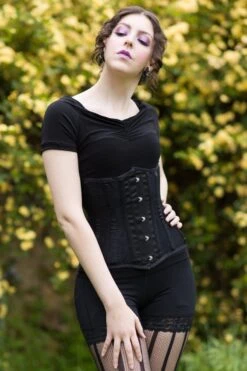Lace & Satin Long Torso Under Bust Corset -Vintage Veil Clothing Store LTlacesatinubLinnet5