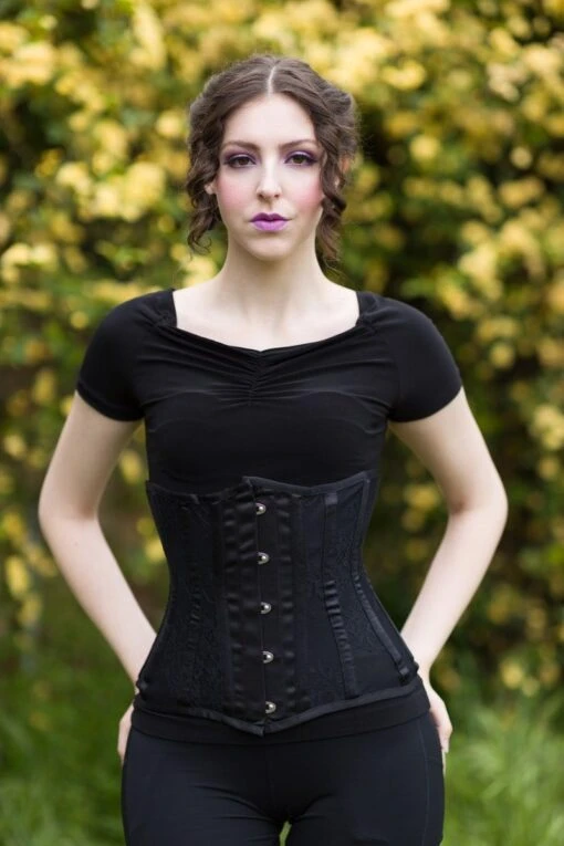 Lace & Satin Long Torso Under Bust Corset - Image 9