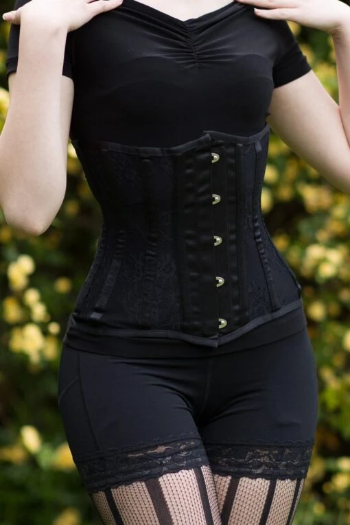 Lace & Satin Long Torso Under Bust Corset - Image 5