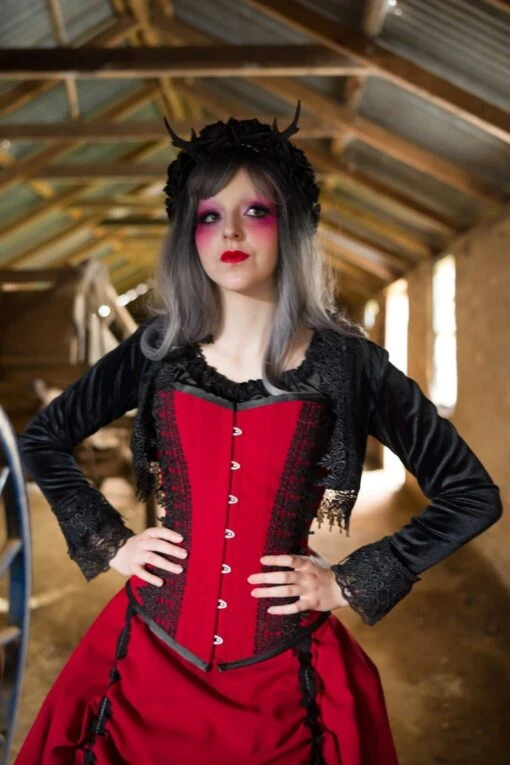 Gothic Red & Black Victorian Wedding Dress, Made To Measure - Image 2