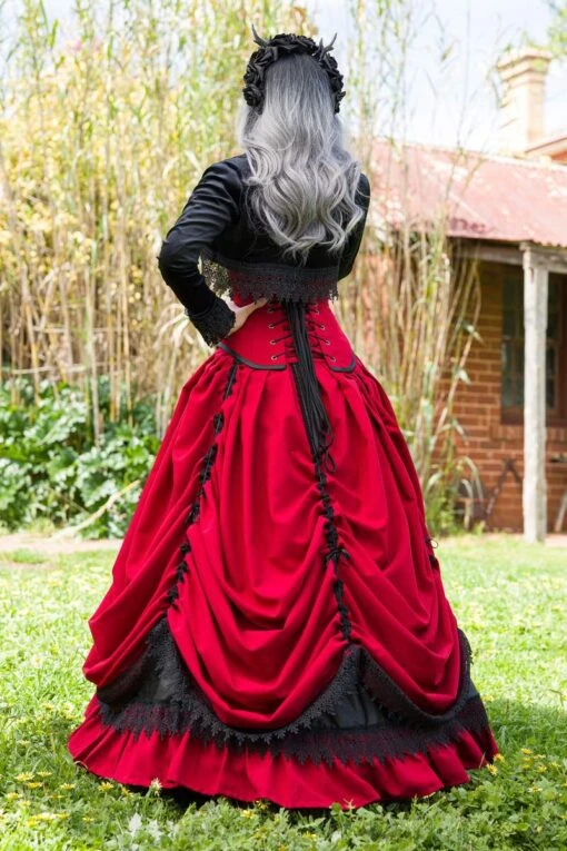 Gothic Red & Black Victorian Wedding Dress, Made To Measure - Image 5