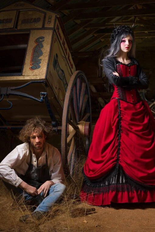 Gothic Red & Black Victorian Wedding Dress, Made To Measure - Image 9
