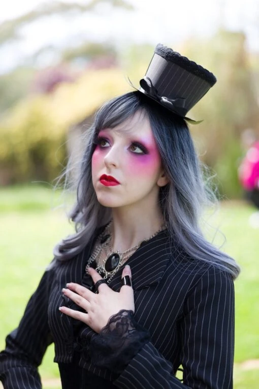 Pinstripe Victorian Wedding Dress - Image 9