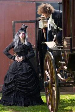 Pinstripe Victorian Wedding Dress