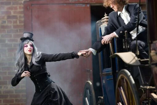 Pinstripe Victorian Wedding Dress - Image 8