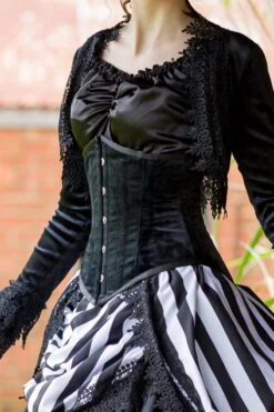 The Lilly In Black Velvet- Shortened Torso Underbust Victorian -Vintage Veil Clothing Store LinnetblackvelvetLilly1