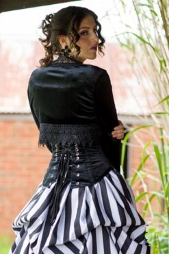 The Lilly In Black Velvet- Shortened Torso Underbust Victorian -Vintage Veil Clothing Store LinnetblackvelvetLilly2