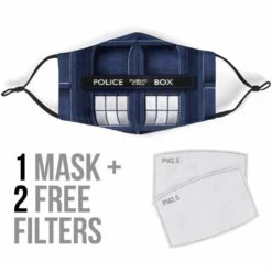 Tardis Dr Who - Eco Washable Face Mask -Vintage Veil Clothing Store MA74