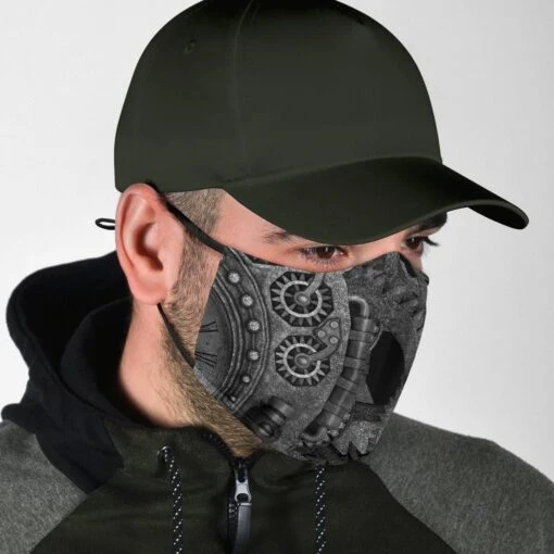 Grey Steampunk - Men's Washable Face Mask - Image 2