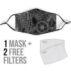 Grey Steampunk - Eco Washable Face Mask -Vintage Veil Clothing Store MS84steampunkgreymask4