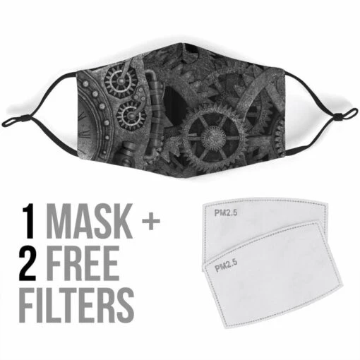 Grey Steampunk - Eco Washable Face Mask - Image 2