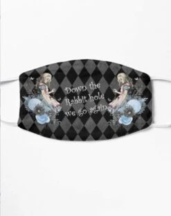 Down The Rabbit Hole We Go Again -Mask -Vintage Veil Clothing Store MaskDowntheRabbitHolegrey