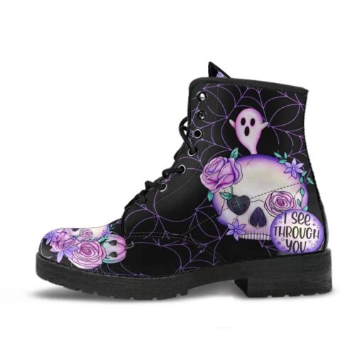 Black SPOOKY Pastel Goth, Vegan Women's Boots, FREE Shipping - Image 4