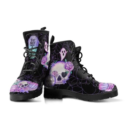 Black SPOOKY Pastel Goth, Vegan Women's Boots, FREE Shipping - Image 6