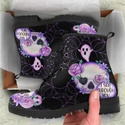 Black SPOOKY Pastel Goth, Vegan Women's Boots, FREE Shipping -Vintage Veil Clothing Store PASGOT44