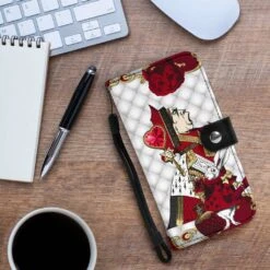 Queen Of Hearts Alice In Wonderland Phone Wallet -Vintage Veil Clothing Store QUEENOFHEARTSPHONEWALLETPW18