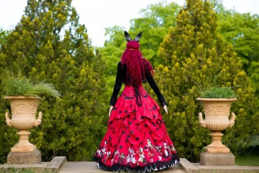 Queen Of Hearts Alice In Wonderland Victorian Corset Gown - Image 3