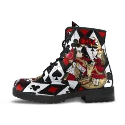 Queen Of Hearts Alice In Wonderland Vegan Women's Boots, FREE Shipping -Vintage Veil Clothing Store REG102