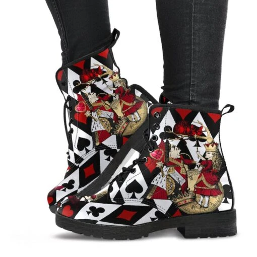 Queen Of Hearts Alice In Wonderland Vegan Women's Boots, FREE Shipping - Image 3