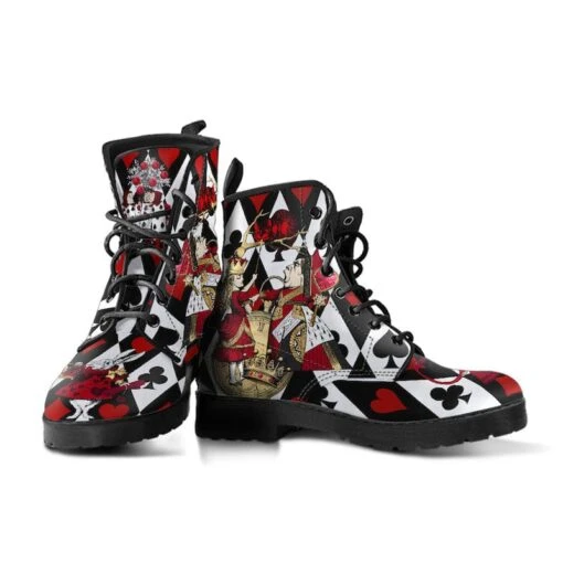 Queen Of Hearts Alice In Wonderland Vegan Women's Boots, FREE Shipping - Image 4