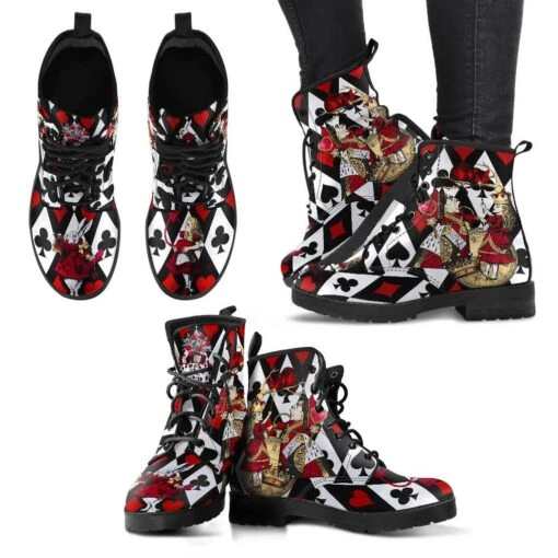 Queen Of Hearts Alice In Wonderland Vegan Women's Boots, FREE Shipping - Image 2