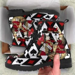 Queen Of Hearts Alice In Wonderland Vegan Women's Boots, FREE Shipping -Vintage Veil Clothing Store REG1024